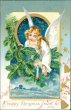 Angel, Winter Scence, Pre-1907 Embossed Christmas XMAS TUCK Postcard