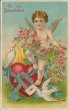 Cherub, Giant Heart, Valentines Day - Early 1900's Embossed Postcard