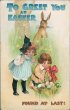 Girls Find Basket of Eggs, Bunny in Background - Early 1900's Easter Postcard