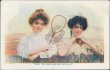 2 Girls w/ Tennis Racket - Won't You Come Play With Us? Pre-1907 Postcard