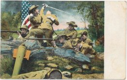 Soliders in Battle, War, Pre-1907 Military Patriotic Postcard