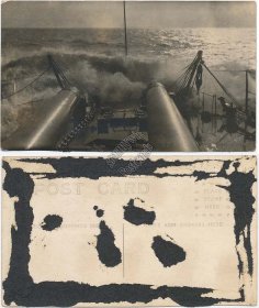 US Navy Ship, Battleship in Rough Seas - Early 1900's Real Photo RP Postcard