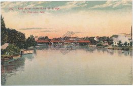 Rock River, Main St. Bridge, Ft. Atkinson, WI Wisconsin - Early 1900's Postcard