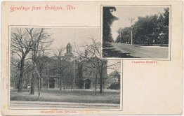 Algoma Street, High School, Oshkosh, WI Wisconsin Pre-1907 Postcard