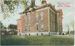 Anderson County High School, Garnett, Kansas KS - Early 1900's Postcard