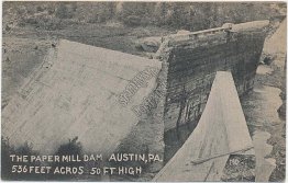 Paper Mill Dam, Austin, PA Pennsylvania - Early 1900's Postcard