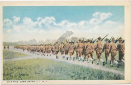 Army Soldiers on Hike, Camp Upton, Long Island LI, NY - Early 1900's Postcard