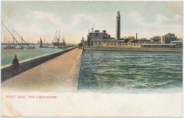 Lighthouse, Port Said, Egypt - Early 1900's Postcard