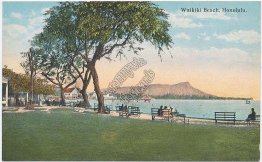 Waikiki Beach, Honolulu, Hawaii HI - Early 1900's Postcard
