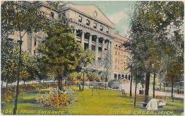 Front Entrance, Sanitarium, Battle Creek, MI Michigan 1910 Postcard