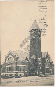 Methodist Episcopal Church, Albion, MI Michigan 1907 Postcard