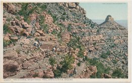 Bright Angel Trail, Grand Canyon of Arizona AZ - Early 1900's Postcard
