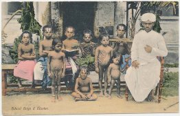 India - Nude School Boys & Master, Indian Teacher - Early 1900's Postcard