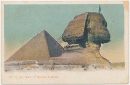 Sphinx, Great Pyramid of Chepos, Giza, Egypt - Early 1900's Postcard