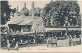 Golden Mosque, Street Merchants, Delhi, India - Early 1900's Postcard