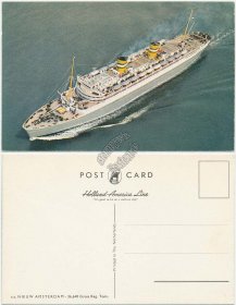 Holland America Line Steamer S.S. Nieuw Amsterdam Ship Postcard