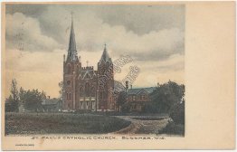 St. Paul's Catholic Church, Bloomer, WI Wisconsin - Early 1900's Postcard