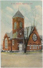 United Brethren UB Church, Frankfort, IN Indiana - Early 1900's Postcard