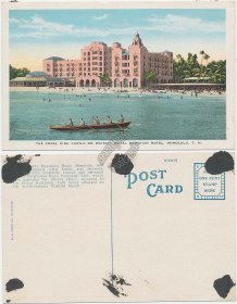 Pink Castle, Waikiki, Royal Hawaiian Hotel, Honolulu, Hawaii HI - Early Postcard