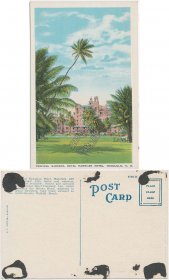 Tropical Gardens, Royal Hawaiian Hotel, Honolulu, Hawaii HI - Early Postcard