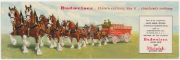 Clydesdales Wagon, Budweiser, Michelob, Anheuser Busch, St. Louis, MO Postcard