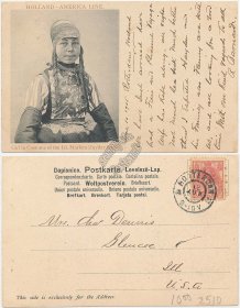 Holland America Line - Girl in Costume, Marken Island, Zuider Zee 1905 Postcard