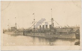 US Navy Battleship USS South Dakota, Pueblo, Early 1900's RP Photo Ship Postcard