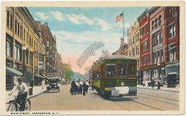 Rockton Trolley, Main St., Amsterdam, NY - Early 1900's Postcard