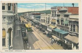 Trolley, King Street, Honolulu, Hawaii HI - Early 1900's Postcard