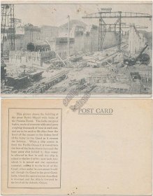 Construction of Pedro Miguel Twin Locks, Panama Canal Pre-1907 Postcard
