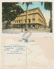 Hotel Central, Panama City, Panama - Early 1900's Postcard