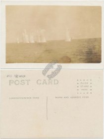 USS Nevada, Navy Ship Firing Guns - Early 1900's Real Photo RP Postcard