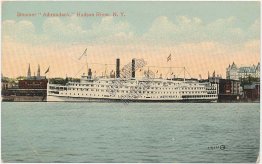 Steamer Adirondack, Hudson River, NY New York - Early 1900's Ship Postcard