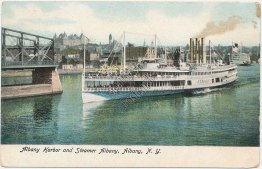 Harbor, Steamer Albany, Albany, NY New York Pre-1907 Ship Postcard
