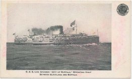 C & B Line Steamer City of Buffalo, Cleveland & Buffalo Ship Pre-1907 Postcard