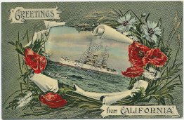 Battleship USS Alabama, Greetings from California Great White Fleet Postcard