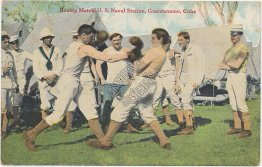 Sailor Boxing Match, US Naval Station, Guantanamo Bay, CUBA - Early Postcard