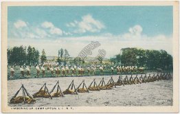 Soldiers Lumbering Up, Camp Upton, Long Island, LI, NY - Early 1900's Postcard