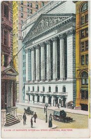 J.P. Morgan Office, Stock Exchange, New York City, NY Pre-1907 Postcard