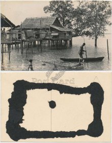 Malay House, Pasir Panjang, Singapore - Early 1900's Real Photo RP Postcard