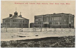 Washington & Lincoln High School, Thief River Falls, MN Minnesota Early Postcard