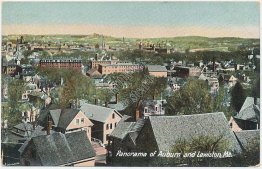Panorama of Auburn and Lewiston, ME Maine - Early 1900's Postcard
