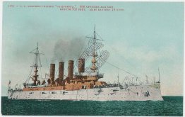 US Armored Cruiser California - Early 1900's Ship Postcard