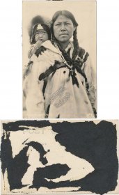 Eskimo Woman, Baby, Juneau, Alaska AK - Early 1900's Real Photo RP Postcard