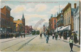 Trolley, Eight St., Holland, MI Michigan - Early 1900's Postcard