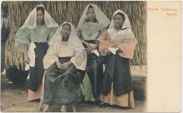 Women in Church Outfits, Costumes, Manila, Philippines PI Pre-1907 Postcard