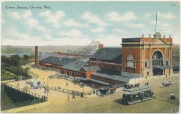 Union Station, Trolley, Omaha, NE Nebraska - Early 1900's Postcard