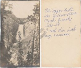Upper Falls, Yellowstone National Park - Early 1900's Photo Photograph Card