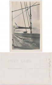 Naval Ship Firing Gun, Saluting Washington's Birthday, Graflex Early RP Postcard