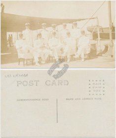 Group of Naval Officers, Formal Attire, USS Nevada Ship - Early RP Postcard